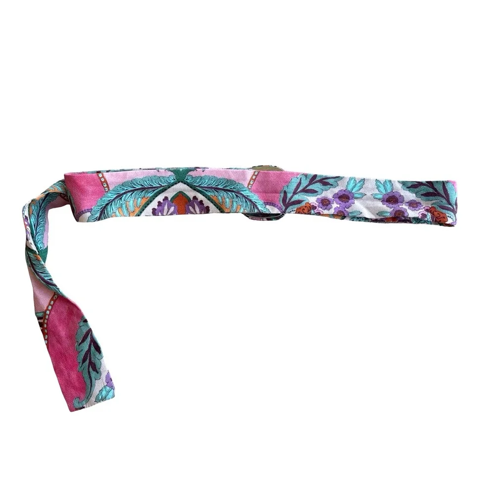 Boho Floral Paisley Fabric Belt Pink Purple Teal One Size Statement Accessory